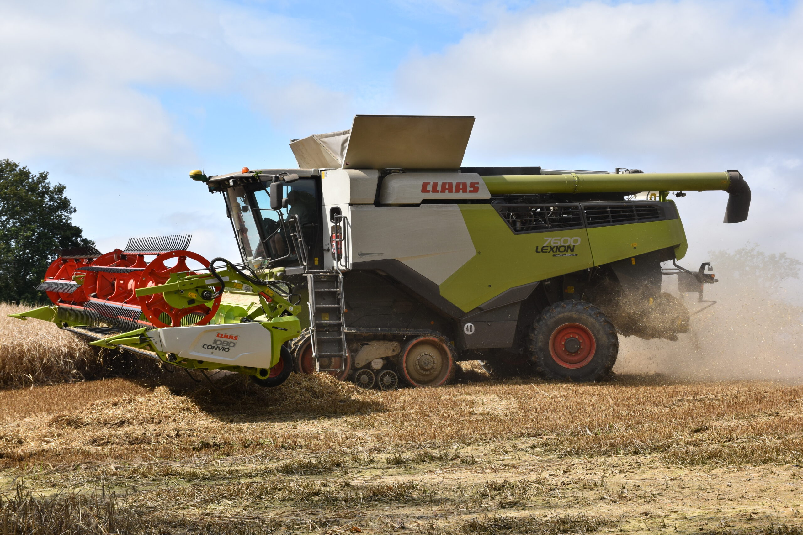 Claas Lexion combine harvester turning on the headland
