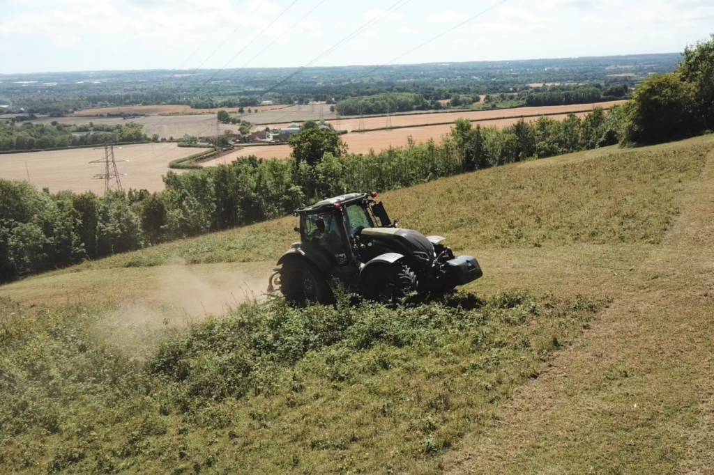 Downland management with tractor and flail
